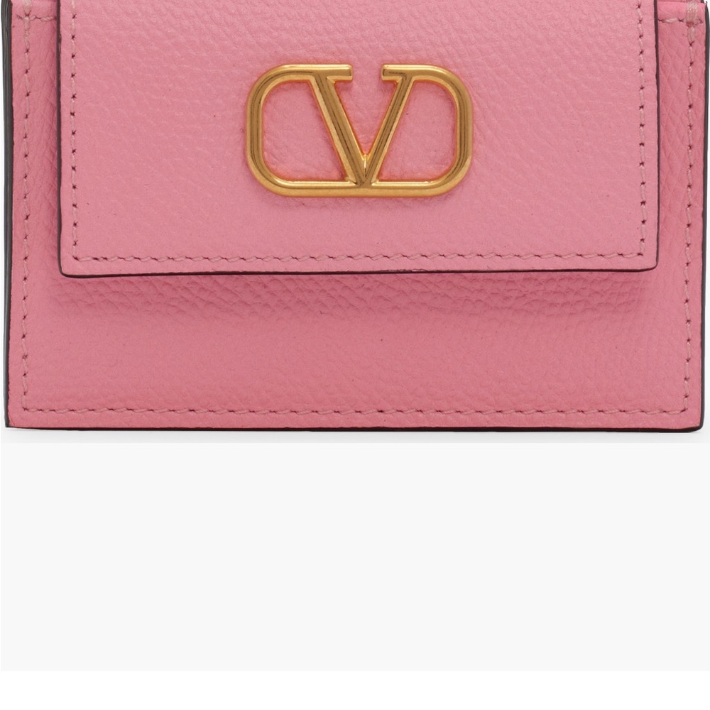 VALENTINO Pink Leather VLogo Coin Purse/Card case in Bubble gum pink brand new